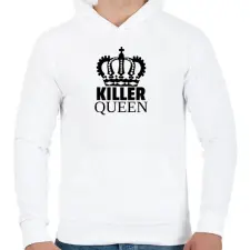 PRINTFASHION KILLER QUEEN - Férfi kapucnis pulóver - Fehér férfi pulóver, kardigán