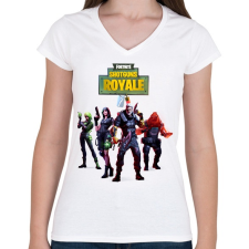 PRINTFASHION Killer squad Fortnite - Női V-nyakú póló - Fehér női póló