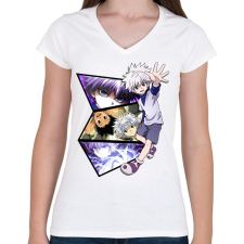 PRINTFASHION Killua montázs - Női V-nyakú póló - Fehér női póló