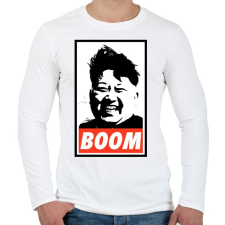 PRINTFASHION Kim Jong Un BOOM - Férfi hosszú ujjú póló - Fehér férfi póló