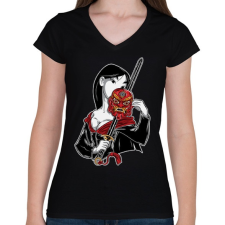 PRINTFASHION Kínai hercegnő - Női V-nyakú póló - Fekete női póló