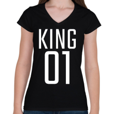 PRINTFASHION KING 01 - Női V-nyakú póló - Fekete