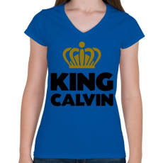 PRINTFASHION King calvin - Női V-nyakú póló - Királykék