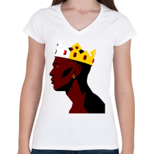 PRINTFASHION King Jordan - Női V-nyakú póló - Fehér női póló