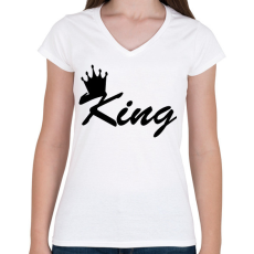 PRINTFASHION king - Női V-nyakú póló - Fehér