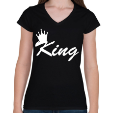 PRINTFASHION king - Női V-nyakú póló - Fekete