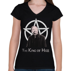 PRINTFASHION king of hell - Női V-nyakú póló - Fekete