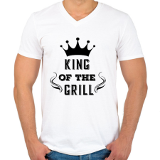 PRINTFASHION king of the grill fekete - Férfi V-nyakú póló - Fehér férfi póló