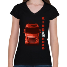 PRINTFASHION king of the road2 - Női V-nyakú póló - Fekete női póló