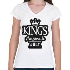 PRINTFASHION KINGS are born in July - fekete - Női V-nyakú póló - Fehér női póló