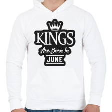PRINTFASHION KINGS are born in June - fekete - Férfi kapucnis pulóver - Fehér férfi pulóver, kardigán