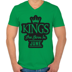 PRINTFASHION KINGS are born in June - fekete - Férfi V-nyakú póló - Zöld