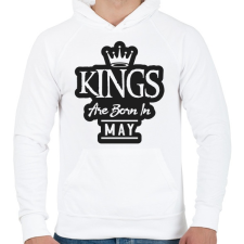 PRINTFASHION KINGS are born in May - fekete - Férfi kapucnis pulóver - Fehér férfi pulóver, kardigán
