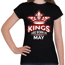 PRINTFASHION Kings are born in May - Női póló - Fekete
