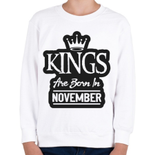 PRINTFASHION KINGS are born in November - fekete - Gyerek pulóver - Fehér gyerek pulóver, kardigán
