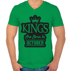 PRINTFASHION KINGS are born in October - fekete - Férfi V-nyakú póló - Zöld