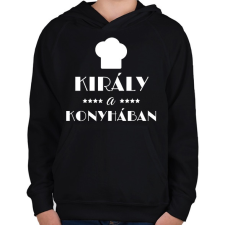 PRINTFASHION Király a konyhában - Gyerek kapucnis pulóver - Fekete gyerek pulóver, kardigán