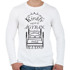 PRINTFASHION király az ágyban (fekete szöveggel) - Férfi hosszú ujjú póló - Fehér