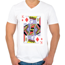 PRINTFASHION Király káró - Férfi V-nyakú póló - Fehér férfi póló