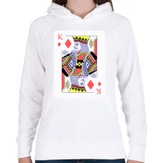 PRINTFASHION Király káró - Női kapucnis pulóver - Fehér