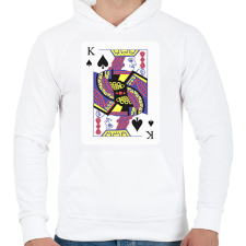 PRINTFASHION Király pikk - Férfi kapucnis pulóver - Fehér férfi pulóver, kardigán