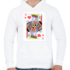 PRINTFASHION Király szív - Férfi kapucnis pulóver - Fehér férfi pulóver, kardigán