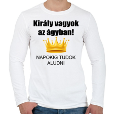 PRINTFASHION Király vagyok az ágyban - Férfi hosszú ujjú póló - Fehér férfi póló