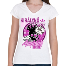 PRINTFASHION királynő - Női V-nyakú póló - Fehér női póló