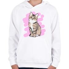 PRINTFASHION Kis cica - Gyerek kapucnis pulóver - Fehér gyerek pulóver, kardigán