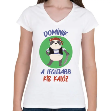 PRINTFASHION Kis kalóz - Névvel - Női V-nyakú póló - Fehér női póló