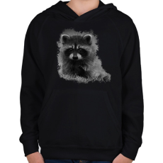 PRINTFASHION Kis mosómedve (fekete-fehér újság) - Gyerek kapucnis pulóver - Fekete