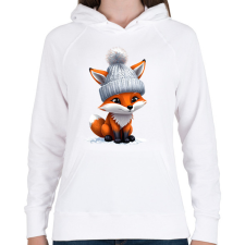 PRINTFASHION kis róka - Női kapucnis pulóver - Fehér női pulóver, kardigán