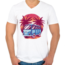 PRINTFASHION Kisbusz - Férfi V-nyakú póló - Fehér férfi póló