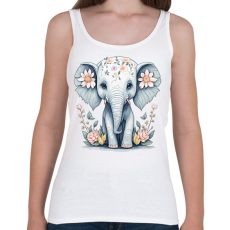 PRINTFASHION Kiselefánt virágokkal - Női atléta - Fehér