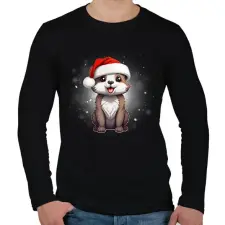 PRINTFASHION kiskutya a hóban - Férfi hosszú ujjú póló - Fekete férfi póló