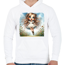 PRINTFASHION Kislány a tavaszi réten - Férfi kapucnis pulóver - Fehér