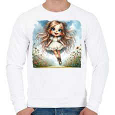 PRINTFASHION Kislány a tavaszi réten - Férfi pulóver - Fehér