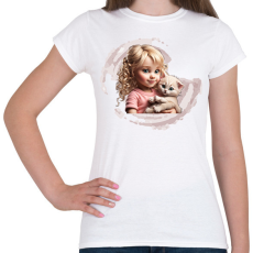PRINTFASHION Kislány cicával - Női póló - Fehér