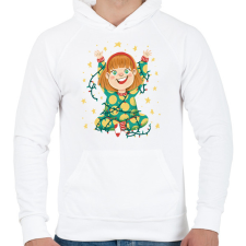 PRINTFASHION Kislány égősorral - Férfi kapucnis pulóver - Fehér férfi pulóver, kardigán