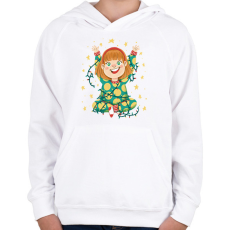 PRINTFASHION Kislány égősorral - Gyerek kapucnis pulóver - Fehér