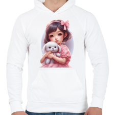 PRINTFASHION Kislány - Férfi kapucnis pulóver - Fehér férfi pulóver, kardigán