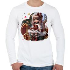 PRINTFASHION Kislány karácsonyi ruhában - Férfi hosszú ujjú póló - Fehér