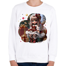 PRINTFASHION Kislány karácsonyi ruhában - Gyerek pulóver - Fehér