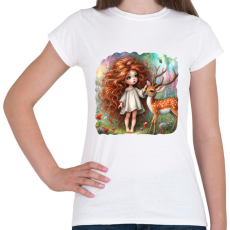 PRINTFASHION Kislány őzikével - Női póló - Fehér