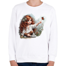 PRINTFASHION Kislány pillangóval - Gyerek pulóver - Fehér gyerek pulóver, kardigán