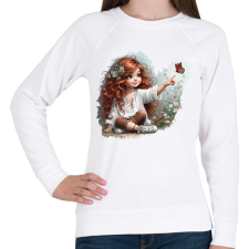 PRINTFASHION Kislány pillangóval - Női pulóver - Fehér női pulóver, kardigán