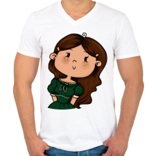 PRINTFASHION Kislány szép ruhában - Férfi V-nyakú póló - Fehér férfi póló