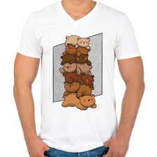 PRINTFASHION Kismackók - Férfi V-nyakú póló - Fehér férfi póló