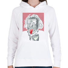 PRINTFASHION KISS: Einstein - Női kapucnis pulóver - Fehér női pulóver, kardigán