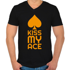 PRINTFASHION Kiss my ace - Férfi V-nyakú póló - Fekete férfi póló